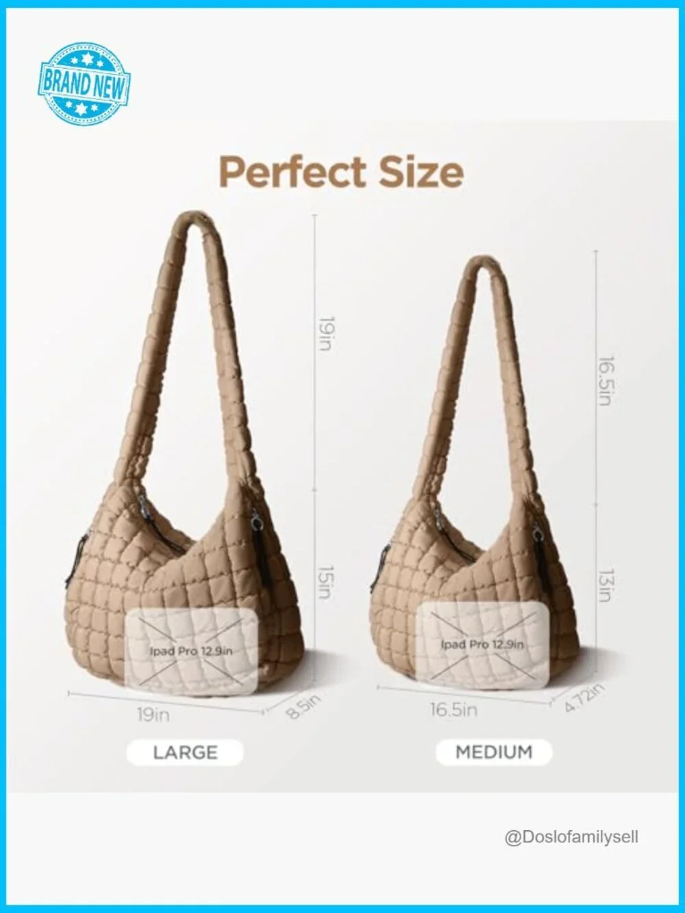 Large Quilted Puffer Tote Bag Soft Puffy Crossbody Hobo Handbag Puff Purse